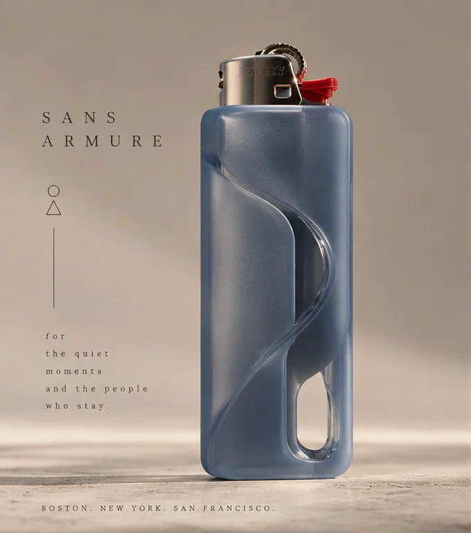 Translucent blue lighter sleeve