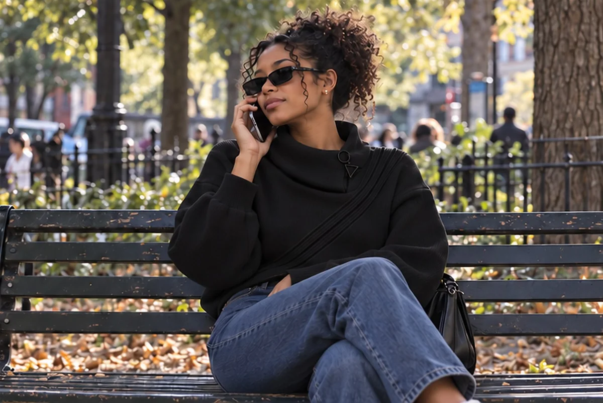 The Knitted sweater worn on a park bench