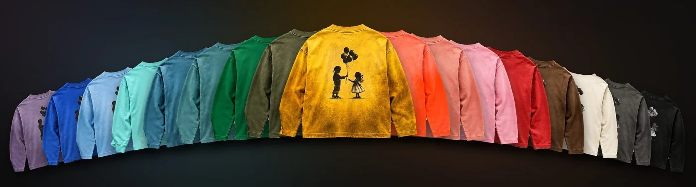 All seventeen colors of Here to Stay fanned in an arc