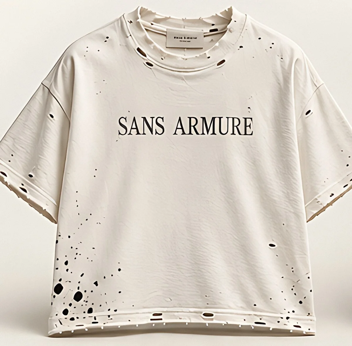 White distressed tee, front